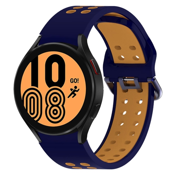 20mm Silikonarmband för Samsung Galaxy Watch 5 40mm/44mm/5 Pro 45mm med dubbla hålspänne Blue    Brown