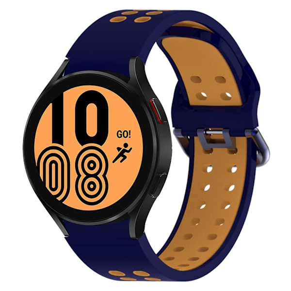 20mm silikoninen ranneke Samsung Galaxy Watch 5 40mm/44mm/5 Pro 45mm -kelloon kaksoisreikäsoljella Blue    Brown