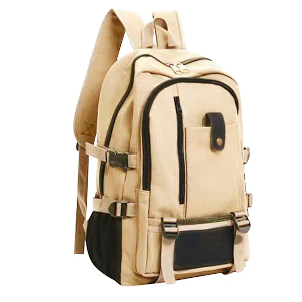 Uusi tietokonelaukku, vettähylkivä säilytyslaukku monilla taskuilla, kannettavan tietokoneen reppu retkeilyyn ja ulkotöihin Light Khaki