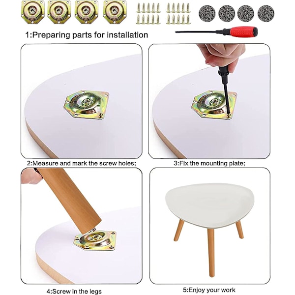 12 tommer møbelben, runde massive træbordsben, midt århundredes moderne erstatningsben perfekte til Ikea bord, sofa, seng, sofabord bensæt 12inch 12*2.375*1.625 inches