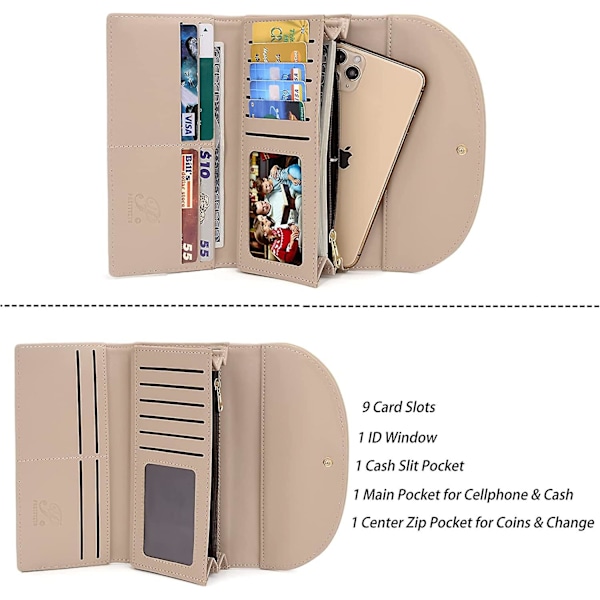 Damer Wristlet Plånböcker Trifold Billfold Kreditkortshållare Kontanter Myntficka PU Läder L- Gul -