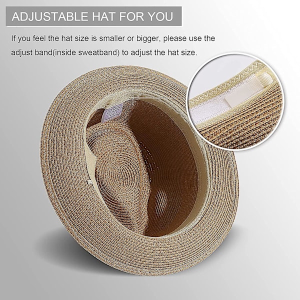 Herre Dame Strå Foldbar Rulle Hat Fin Flet Fedora Sommer Strand Solhat Style 2