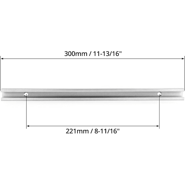 300 mm T-ura T-ura-ura Alumiini, jossa kaksoisviilto pöytäsahalle Jyrsinpöytä Puutyökalu 19 x 10 mm 2 kpl pakkaus