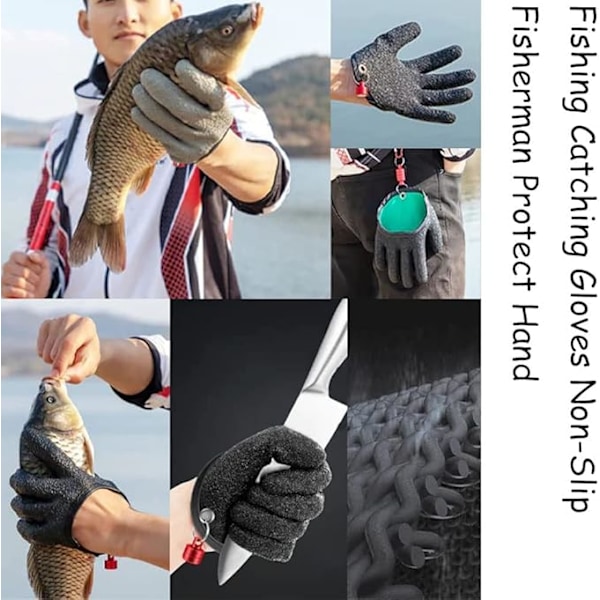 1 par fiskefangsthandsker skridsikre fiskerbeskyttelseshandsker, professionelle fiskehandsker skridsikre beskytter hånden mod punkteringer og skrammer