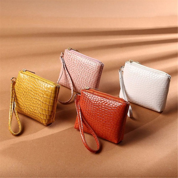 Solid Color Card Coin Wallet Handbag Pu Change Bag Mini Coin Purses Female Zipper Crocodil