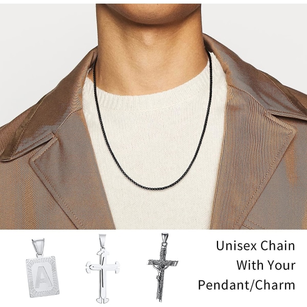 Curb Chain, herrhalsband kubansk kedja i rostfritt stål Black