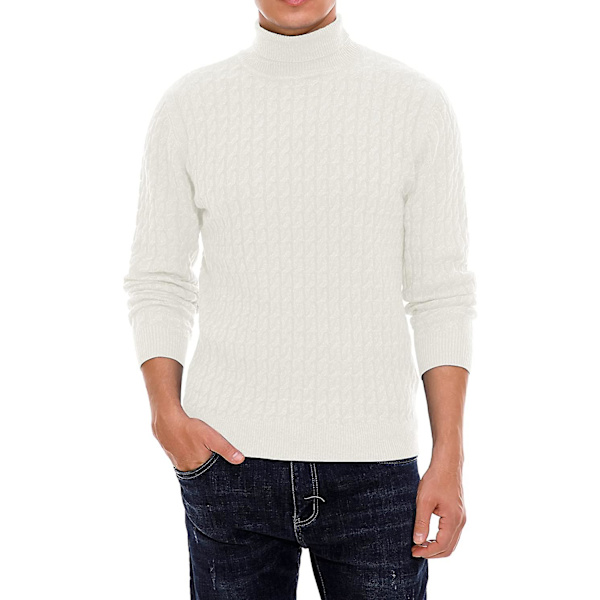 Herr Jumper Turtle Neck Toppar Twisted Knitted Pullover Vinter Slim Fit Långärmad Tröja