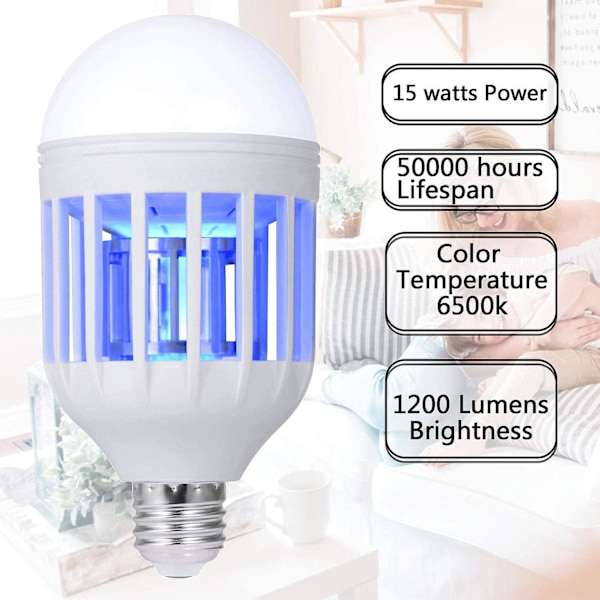 Hyönteisansa-lamppu, 2 in 1 hyttysten tappolamppu UV LED elektroninen hyönteis- ja kärpästen tappaja
