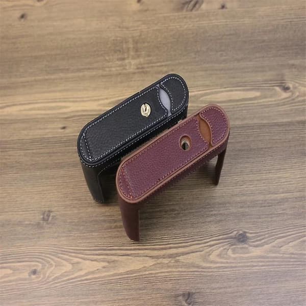Läderfodral för Leica Q, digitalkameraskydd med halv kroppsöppning Black