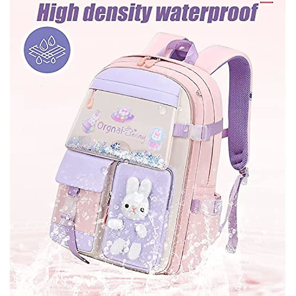 Ryggsäck med kaninmotiv - Ryggsäck med kaninmotiv för flickor - Söt ryggsäck för flickor i skolan - Kawaii-ryggsäck för flickor Blue L