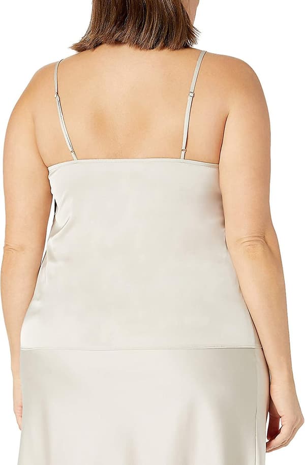 Dametanktop med V-hals og blonder, Natalie Silver Cloud S