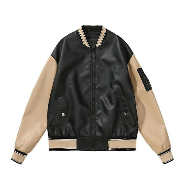 Dam Läder Casual Baseball Uniformer Lösa Damjackor Vår Höst Rockar Finns I 4 Färger Khaki XL