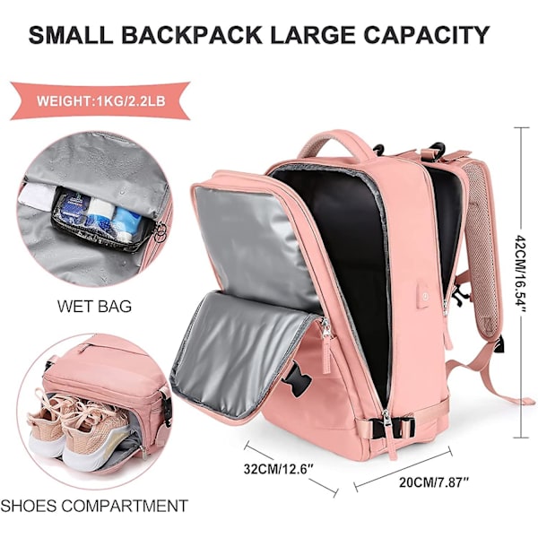 Stor Resväska Ryggsäck Kvinnor, Handbagage Ryggsäck Män, Vandring Ryggsäck Vattentät Utomhus Sport Ryggsäck Casual Daglig Ryggsäck Skola Väska Passar 14 Tums Laptop A