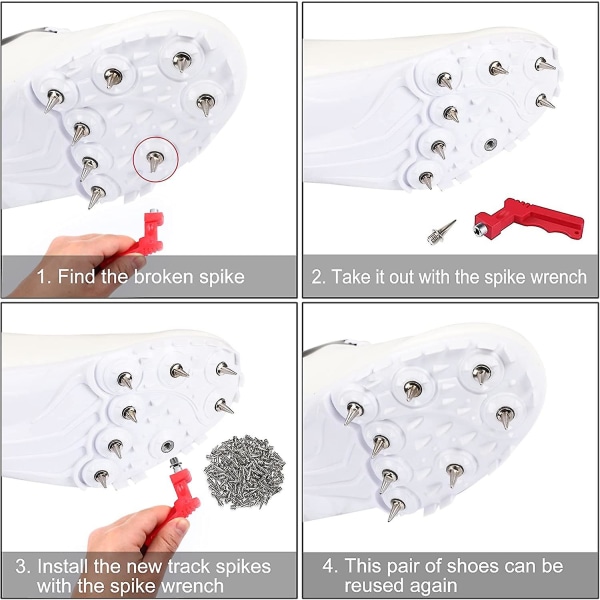120 st 1/2 tums rostfria spikstift och terrängspikar för golfskor med spiknyckel, ersättningsspikar för sprint sport kort löpning T