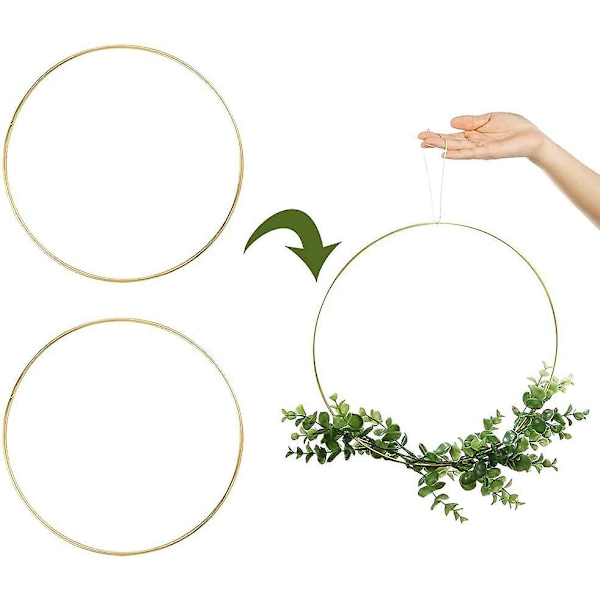 2-pack 16 tum/14/12/10/8/6/4 tum metallblomsterkrans makramé guld hantverksring för att göra bröllopskransdekor, drömfångare och gör-det-själv-väggdekoration