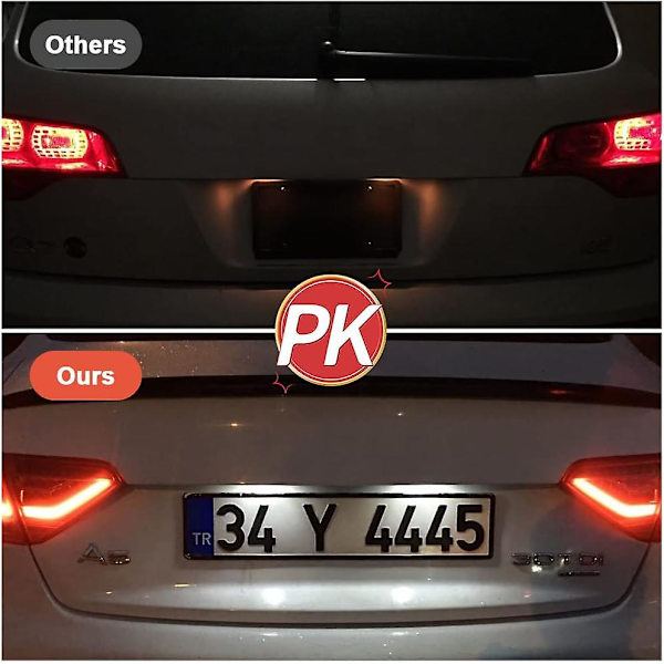 LED-nummerplåtsbelysning, 2 st felkodfria skyltlampor, 12V 6500k vattentäta bakre skyltlampor