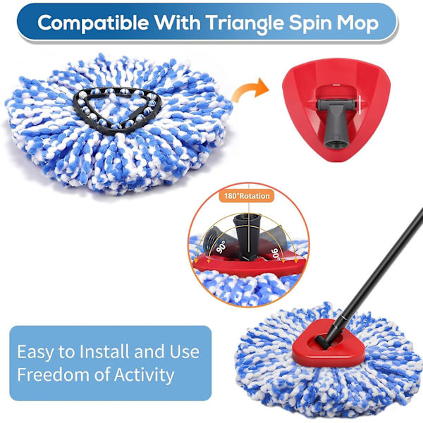 4 Pak Spin Moppe Udskiftningshoved Spin Moppe Refiller Kompatible med RinseClean Dual System, til Gulvrengøring OCedar RinseClean 2 Tank System
