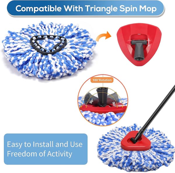 4-pakning Spin Mop Erstatningshode Spin Mop Refill Kompatibel med RinseClean Dual System, for Gulvrengjøring OCedar RinseClean 2 Tank System