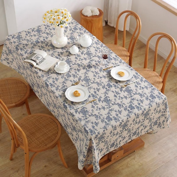 Snygg rektangulär duk/ cover för kök matbord bordsdekoration Blå vattenväxt fyrkantig 55 X 55 tum