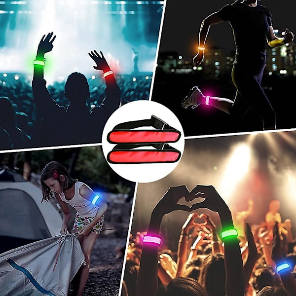 Armbånd til løb - Blinkende armbånd sportsarmbånd, selvlysende armbånd til koncerter, festivaler, rød red