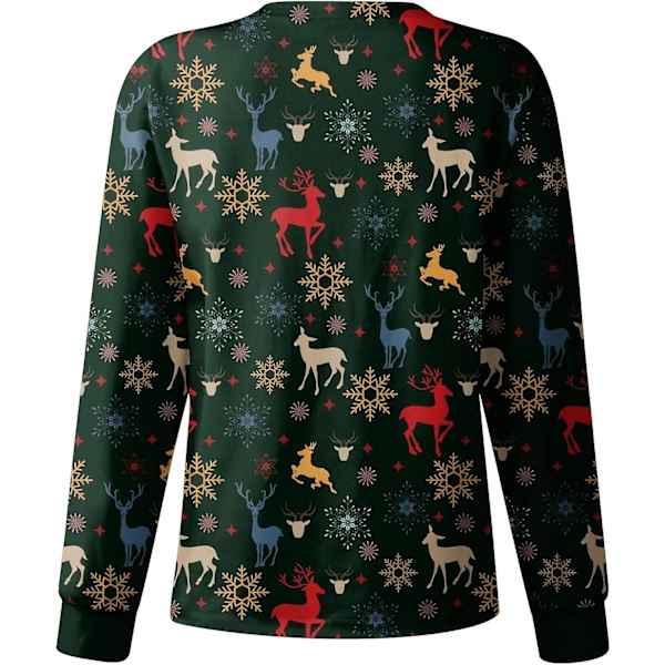 Dame Skrubjakke Trykt Jul Trykte Skrubjakker For Kvinner Høst Skrub Topper Jul Grafisk Sykepleiejakker XL E