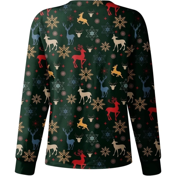 Kvinnors Skrubbjacka Tryckt Jul Tryckta Skrubbjackor För Kvinnor Höst Skrubbtoppar Jul Grafisk Sjuksköterskejackor 2XL E