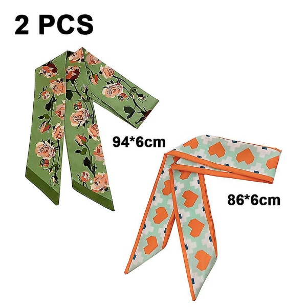 2-pakning Langt Tynt Chiffonskjerf - Smalt Halsbånd Midjebelte Hodeplagg For Kvinner Gave Style 1