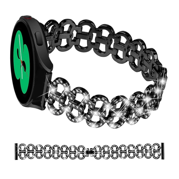 20mm metall watch för Samsung Galaxy Watch6 40/44mm / Watch6 Classic 43mm/47mm med Rhinestone Black