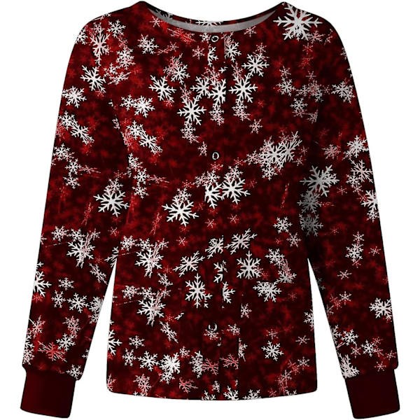Kvinnors Skrubbjacka Tryckt Jul Tryckta Skrubbjackor För Kvinnor Höst Skrubbtoppar Jul Grafisk Sjuksköterskejackor 3XL H