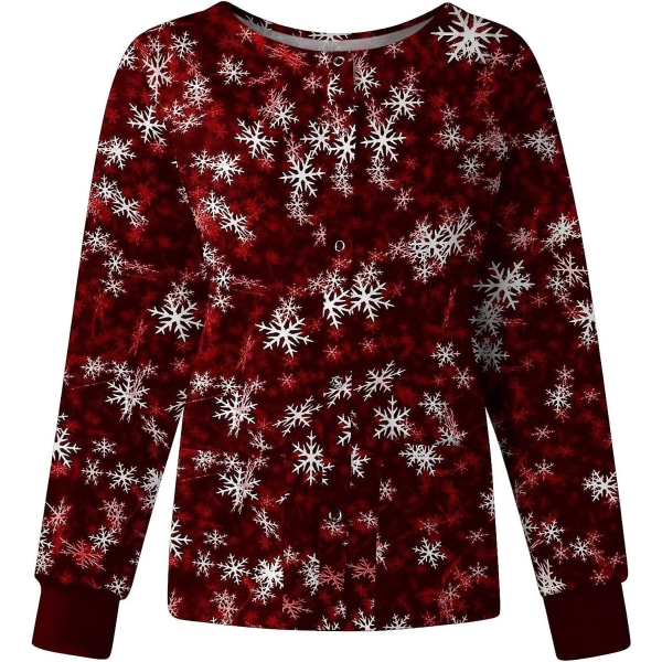Skrubbjacka printed printed scrubjacka för kvinnor höstskrubbtröjor Xmas grafiska amningsjackor XL H