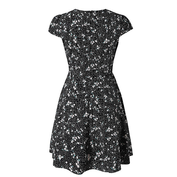 Dame Printet Casual Kortærmet Fit and Flare Kjole M