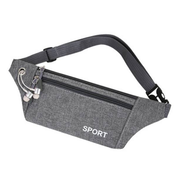 Bæltetaske, Polyester Bum Bag med Justerbar Rem, Vandtæt og Letvægts Bæltetaske med Høretelefonhul grey
