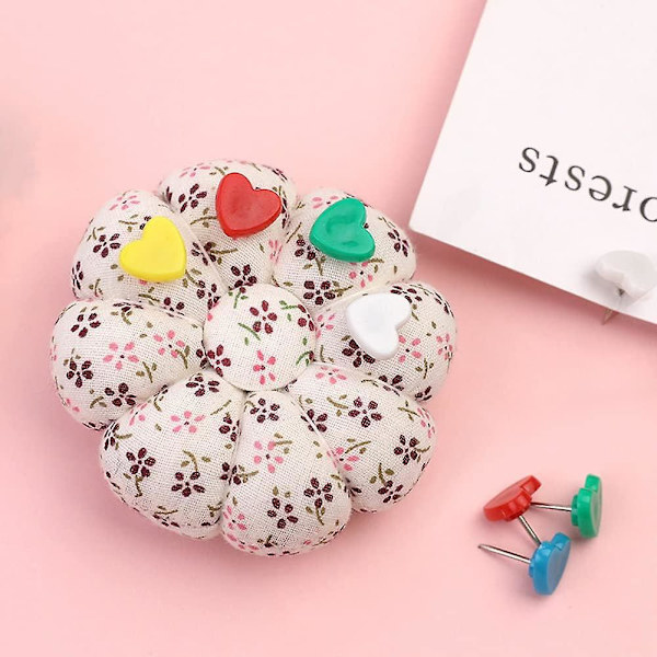 Färgglada hjärtformade tryckstift, plastnålar, kartnålar, söta tryckstift (100 st)