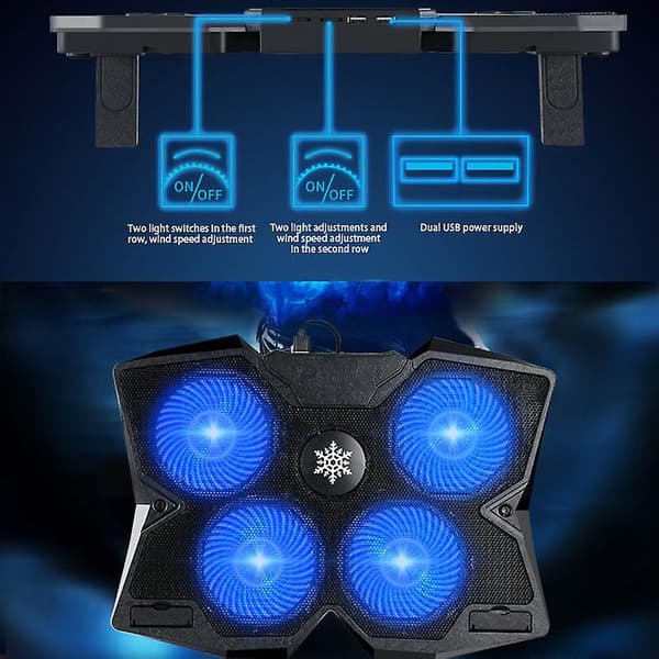 S400 Stationär Notebook Värmeavledning Bas Mute 4-fläkt Kylare Stativ Laptop Gaming Kylplatta