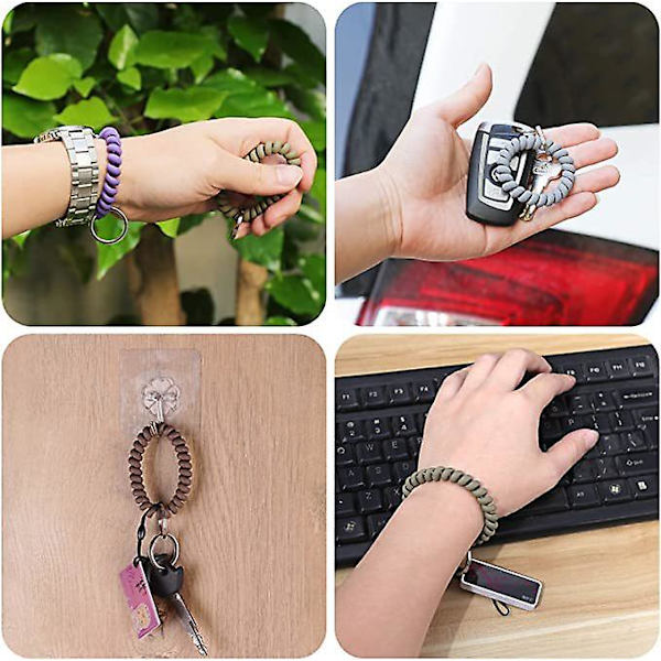 6 stk. Strækbare Armbånd Nøglering Håndled Nøglekæde Armbånd, Fjeder Fleksibel Spiral Håndledsspole Armbånd