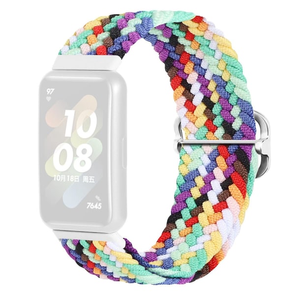 Flätat klockarmband för Huawei Band 7, ersättningsarmband med justerbart spänne Rainbow