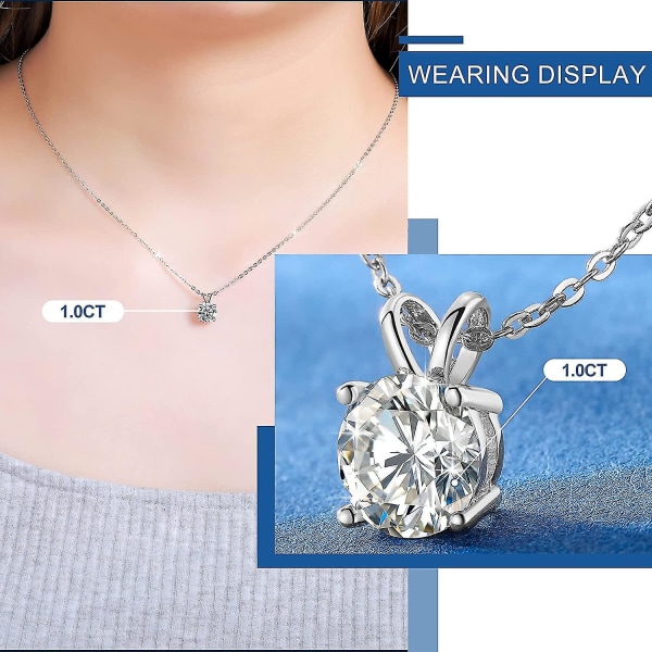0,1-2ct Moissanite Hänge Halsband, D Färg, Vvs1 Klarhet, Glittrande Moissanite Diamant Hänge För Kvinnor, 18k Vitguld Pläterad 925 Sterling Silver Ne