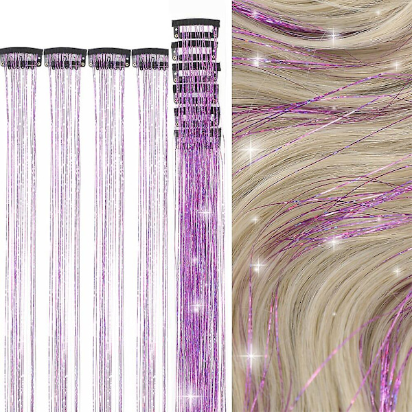 Skinnende tråder glitter hårglitter kit gull silke hår glitter streng extensions tilbehør for kvinner hodeplagg 6pc-zise 24inches