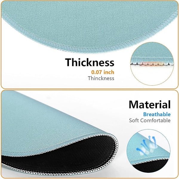 Pelihiirimatto tietokoneelle/kannettavalle 26x21x0,2 cm, näppäimistöalusta, työpöydän alusta Light Blue Round
