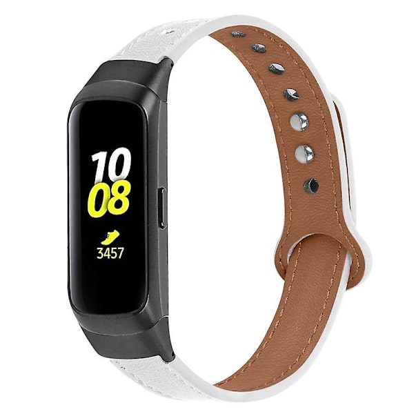 Blød urrem i okselæder til Samsung Galaxy Fit SM-R370, dobbelt nitterem, sort stik White