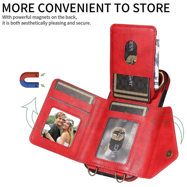 Wallet-deksel Kompatibelt med iPhone 15 Pro Max, PU-lær Støtsikkert Deksel med Crossbody-snor, Ringholder og Kortholder Purple For iPhone 15 Pro Max