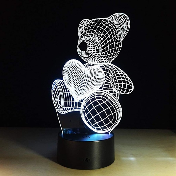 3D Optisk Illusjonslampe LED 7 Farger Berøringsbryter Skiftende Nattlys For Soverom Hjem Dekor Bryllup Bursdag Jul