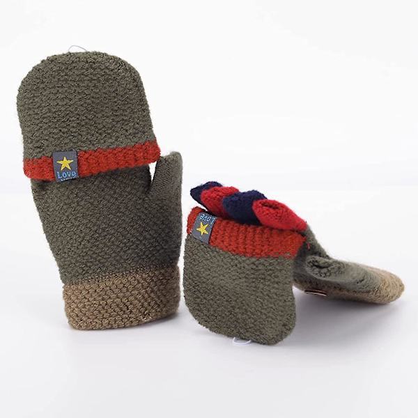 Stickade halvfingerhandskar unisex varma handskar för flickor