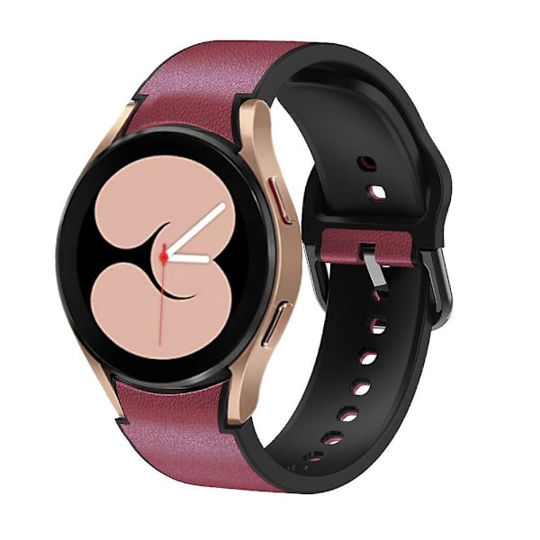 20mm nahkapäällysteinen ranneke Galaxy Watch4/5/6 40mm 44mm/Watch6 Classic 43mm 47mm/Watch 5 Pro 45mm -kelloille Wine Red