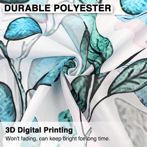 Duschdraperier, badrum duschdraperi med 12 krokar, vattentät polyester Blue Leaves