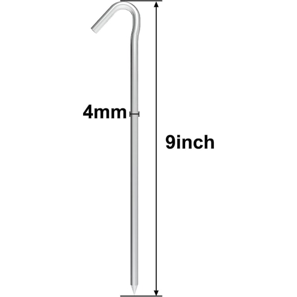 9\" Teltplugger Oppblåsbare Plugger 12 Pakker, Metall Teltplugger Kraftige Jordplugger Kroker For Gjerder, Presenning Og Utendørs Julepynt Hage Silver 9in**30pcs