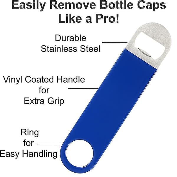 Flat Flaskeåpner - Flaskeåpner For Bartender - Ølflaskeåpner - Vinyl Blue