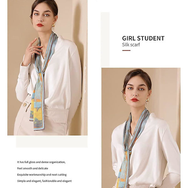 Naisten silkkihuivi, vintage-kirjainkuvioitu silkkihuivi, turbaani, poninhäntä, pieni silkkihuivi Olaof Style 1