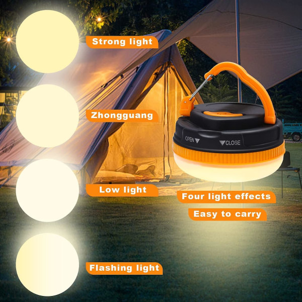 Minicampinglampa, 5 lägen Sos campingljus Vattentät bärbara tältlampor, nödcampinglykta för utomhusvandring Camping [energiklass A+]
