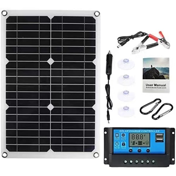 20W Solpanel Kit med 40A Styrenhet 18V Bärbar Solladdning Dew Husbil